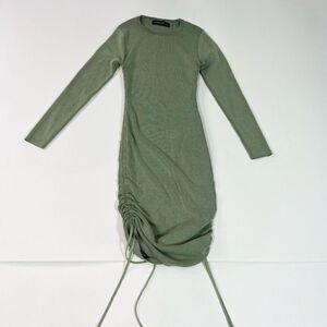 LIONESS Military Minds Long Sleeve Mini Dress Women's Small Green Sage Pullover